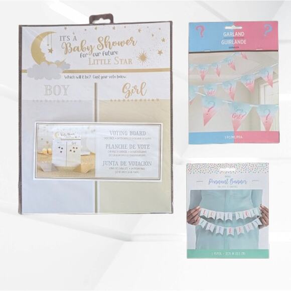 Baby Shower | Gender Reveal | Party Bundle Kit | Voting Board | Garland | Banner - Picture 1 of 7